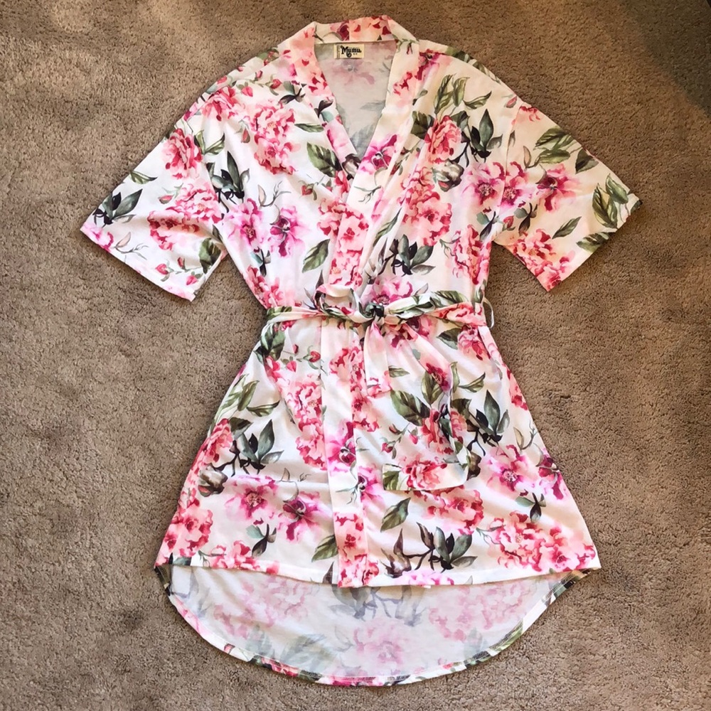 Mumu Peony Robe with Hi- Lo Hem and Removable belt